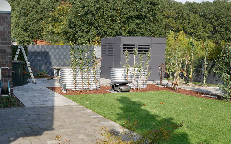 Naschgarten, Nutzgarten, modernes Gartenhaus, Gartengestaltung, Gartenplanung, Wesel, Gilhaus